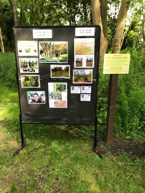 beck wood bike track sign